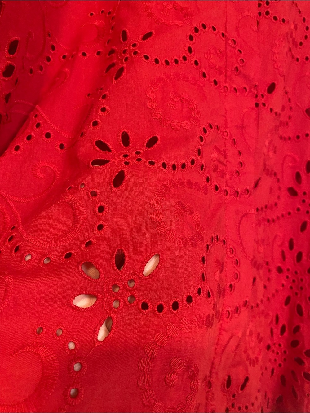 Zara ZW Collection Embroidered Poplin Shirt Red Eyelet Cutwork XL 8005/916 - Picture 5 of 10